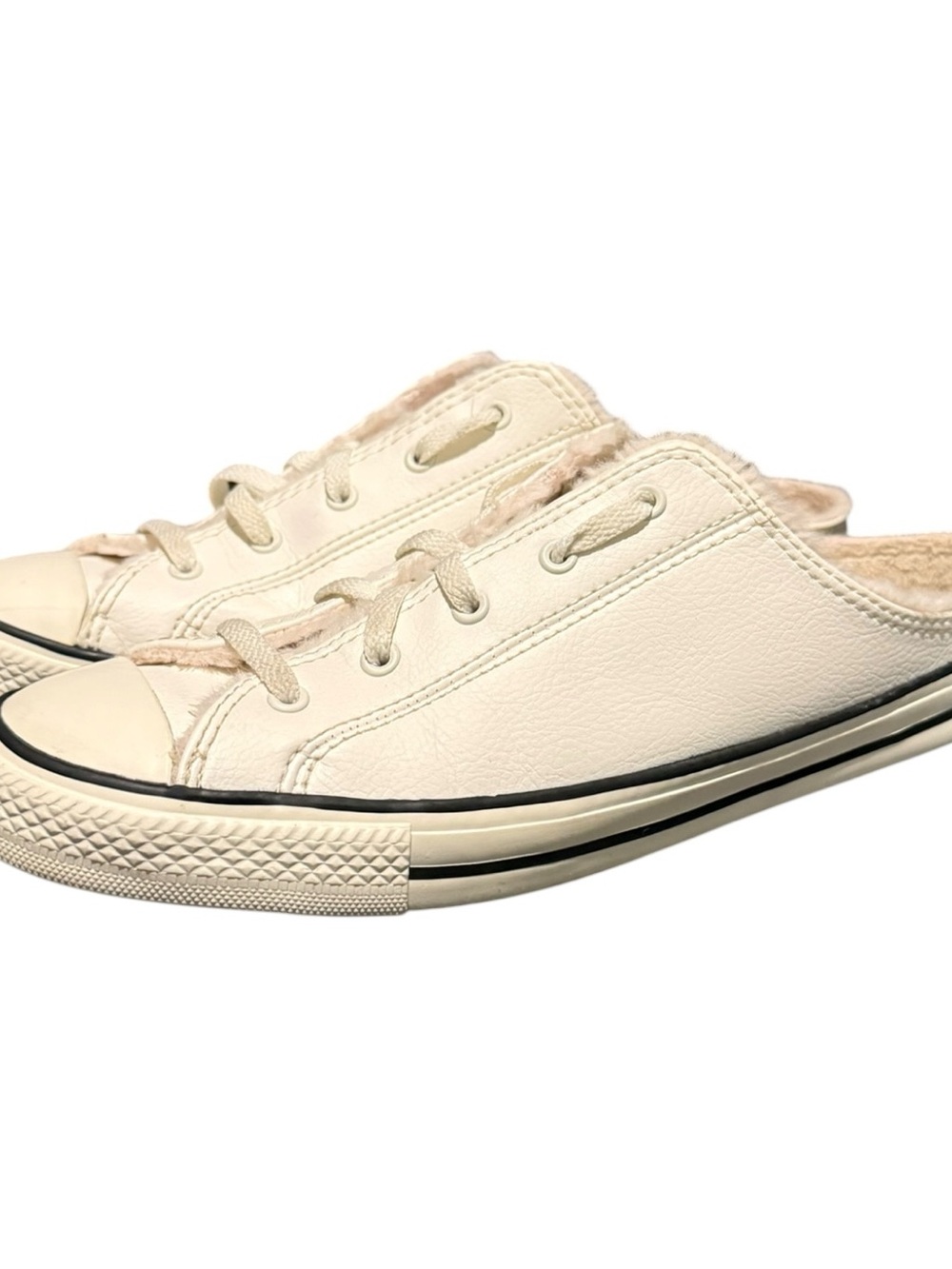 Converse CTAS DAINTY Mule Slip Egret Faux Leather Fur Sandal Womens Size 7.5